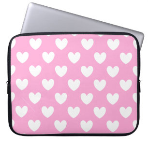 Funda Para Portátil Corazones de polka blanca sobre el algodón dulce r
