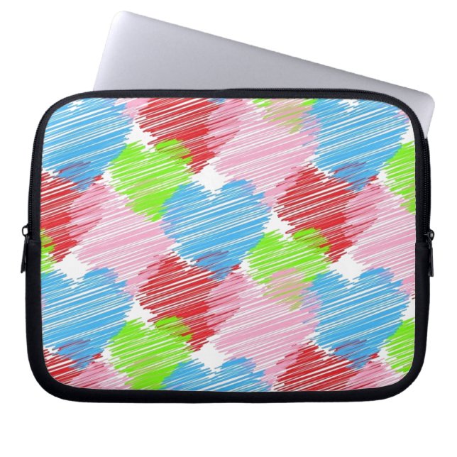 Funda Para Portátil corazones garabatos (Frente)