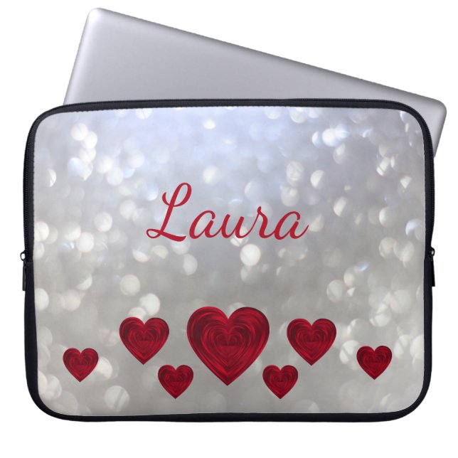 Funda Para Portátil Corazones girados personalizados (Frente)
