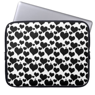 Funda Para Portátil Corazones negros bonitos sobre blanco para tu San 