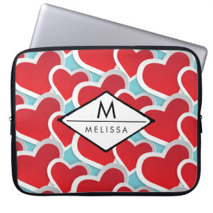 Funda Para Portátil Corazones rojos grasos, repetidor de patrón, corte