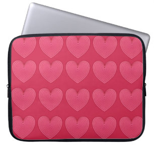Funda Para Portátil corazones rojos Rosas en un fondo rojo más profund