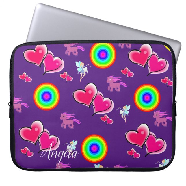 Funda Para Portátil Corazones rosados de manga para portátiles (Frente)