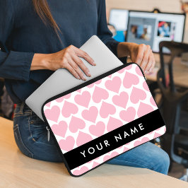 Funda Para Portátil Corazones rosados, románticos, su nombre, personal