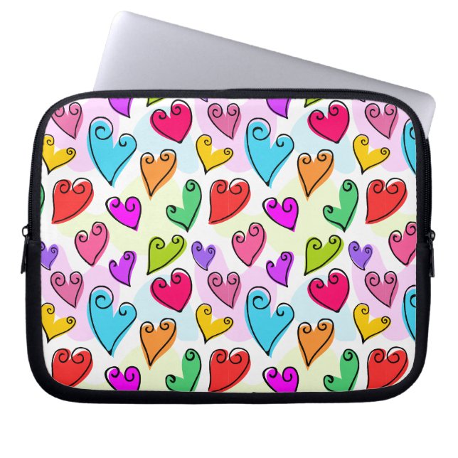 Funda Para Portátil Corazones vibrantes, Día de San Valentín romántico (Frente)