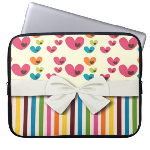 Funda Para Portátil corazones y rayas de amor retro lolly valentine