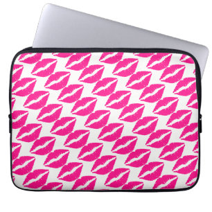 Funda Para Portátil Corbata con patrón de besos rosados blancos lindos
