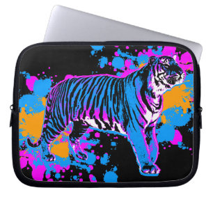 Funda Para Portátil Corey Tiger 80s Salpicadura de Pintura Gato Tigre