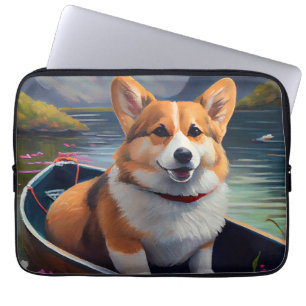 Funda Para Portátil Corgi en un remo: Una aventura escénica