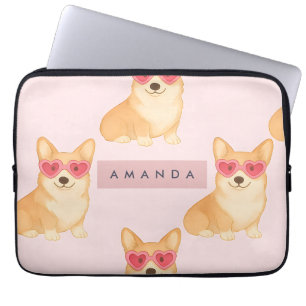 Funda Para Portátil Corgi Kawaii Personalizado con Gafas de Sol de Cor