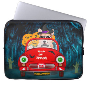 Funda Para Portátil Corgi Perro conducir coche asustar Halloween