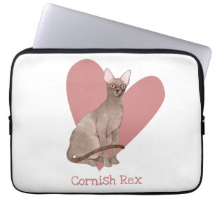 Funda Para Portátil Cornish Rex Cat Watercolor Kitty Pink Heart