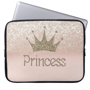 Funda Para Portátil Corona de princesa encantadora chic, Bokeh brillan