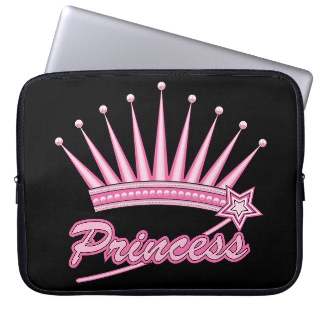 Funda Para Portátil Corona de princesas rosadas (Frente)