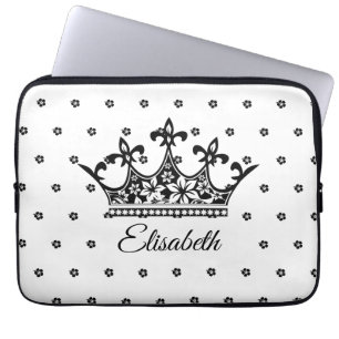 Funda Para Portátil Corona reina floral blanco blanco bello vintage
