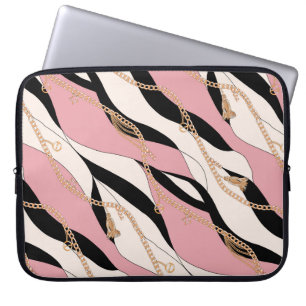 Funda Para Portátil correa cadenas de ilustracion dorado patrón de te