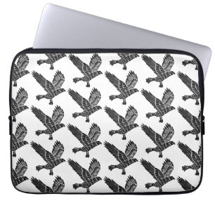 Funda Para Portátil Corte de Lino de Raven blanco y negro