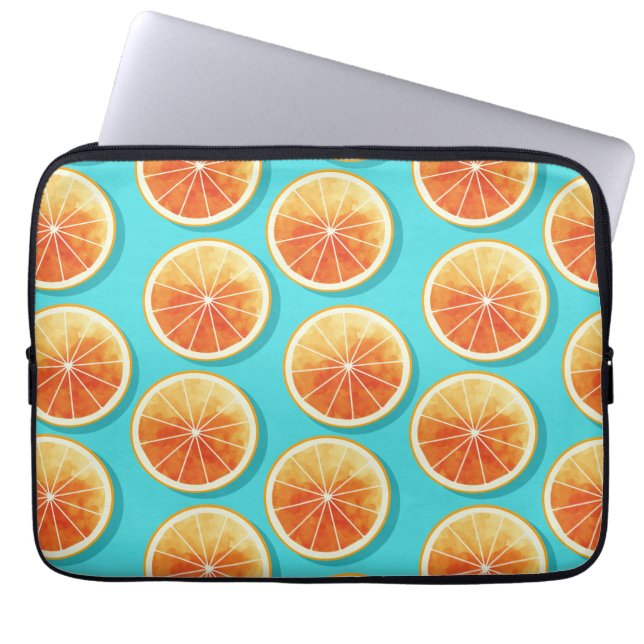 Funda Para Portátil Cortes de naranja en azul (Frente)