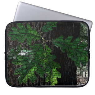 Funda Para Portátil Corteza encajada tipografía de las hojas del árb