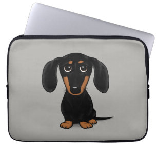 Funda Para Portátil Corto y corto negro haitido y tan Dachshund