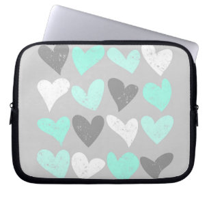 Funda Para Portátil Cortos corazones de amor grises de menta