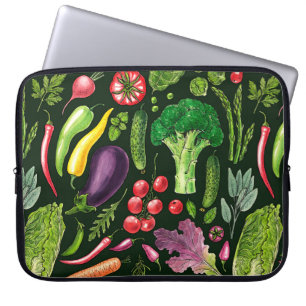 Funda Para Portátil Cosecha de huertos de verduras y hierbas en negro