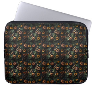 Funda Para Portátil Cosecha oscura de otoño - calabazas, trigo, giraso