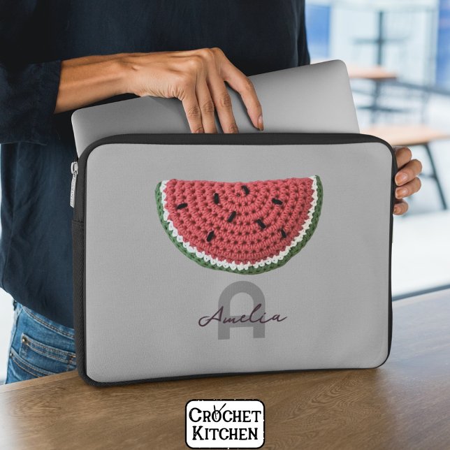 Funda Para Portátil Cosmo Crochet Watermelon Fruto Monograma estético (Subido por el creador)