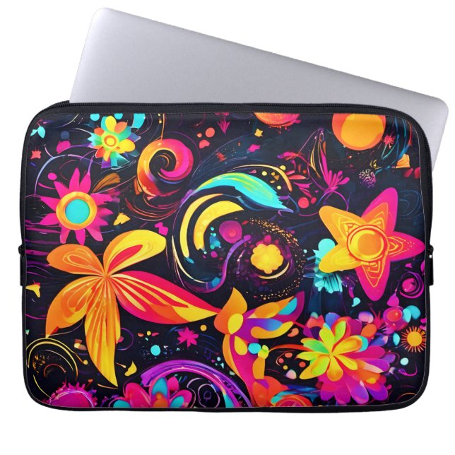 Funda Para Portátil Cosmos Psicodélicos Florales (Frente)