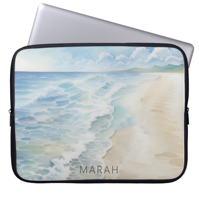 Funda Para Portátil Costa costera de playa moderna (Frente)