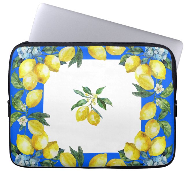 Funda Para Portátil Costa de Amalfi Lemons Ocean Blue (Frente)