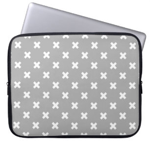 Funda Para Portátil Costillas cruzadas blancas en gris