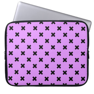 Funda Para Portátil Costillas cruzadas negras sobre lilac