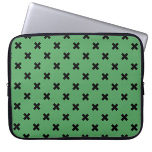 Funda Para Portátil Costillas de cruz negra en verde