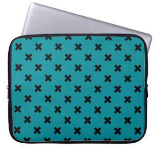 Funda Para Portátil Costillas de cruz negra en verde azulado