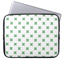 Funda Para Portátil Costillas de cruz verde sobre blanco