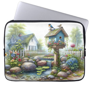 Funda Para Portátil Cottagecore Pajarera Jardín Acuarela