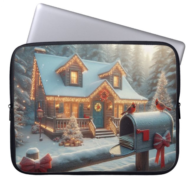 Funda Para Portátil Cozy Christmas Cabin Winter Wonderland (Frente)