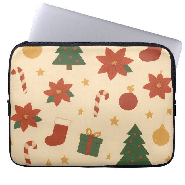 Funda Para Portátil Cozy Christmas Pattern with Gifts and Trees (Frente)
