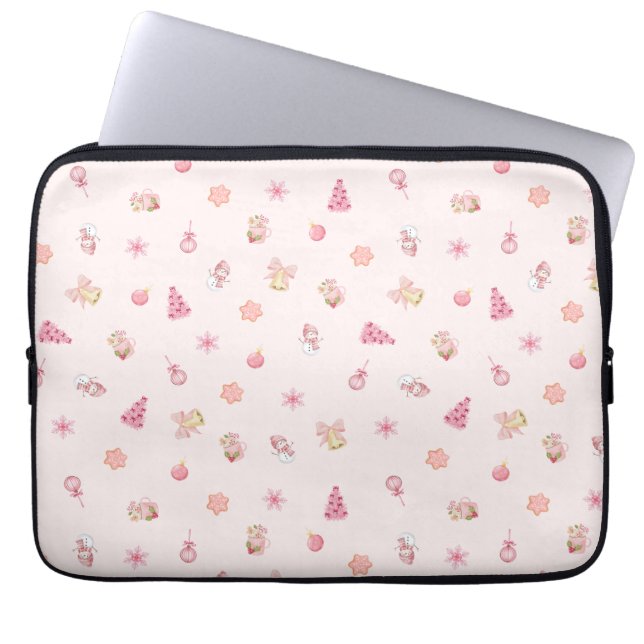 Funda Para Portátil Cozy Pink Christmas Pattern (Frente)