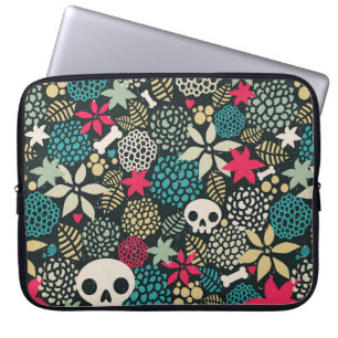 Funda Para Portátil Cráneo de flores