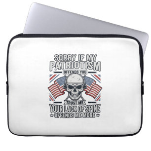 Funda Para Portátil Cráneo Patriótico Grabado Vintage Cita Vector Des