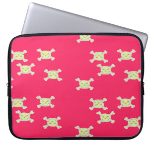 Funda Para Portátil cráneo verde y huesos