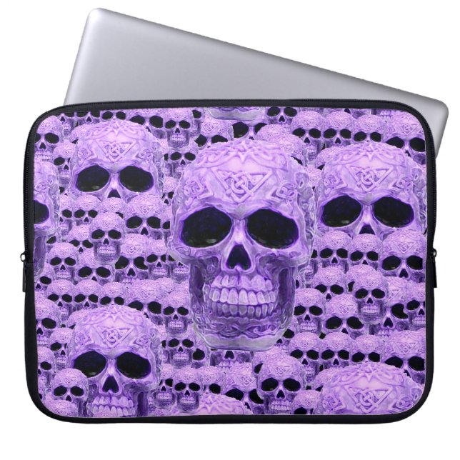 Funda Para Portátil Cráneos púrpuras góticos (Frente)