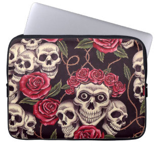 Funda Para Portátil Cráneos y rosas