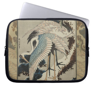 Funda Para Portátil Cranes on a Snow Covered Pine Hokusai