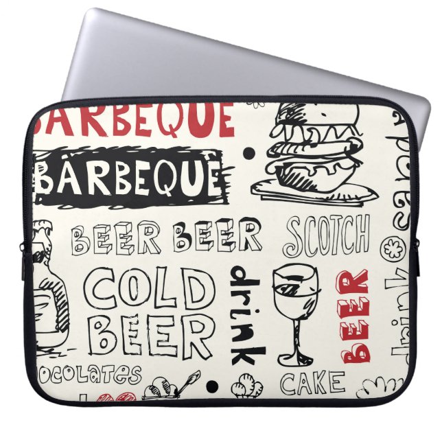 Funda Para Portátil Crazy BBQ: Whimsical Doodle Art (Frente)