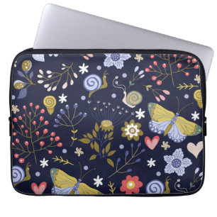 Funda Para Portátil Crecer Flores Positivas Y Mariposa Colorida