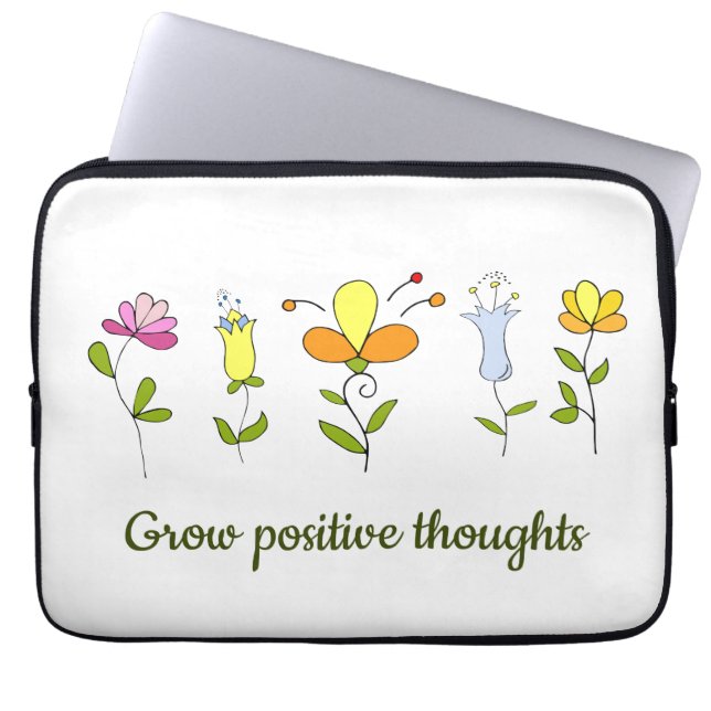 Funda Para Portátil Crecer pensamientos positivos flores (Frente)