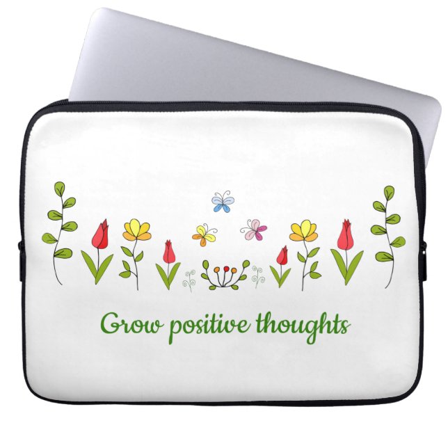 Funda Para Portátil Crecer pensamientos positivos flores (Frente)